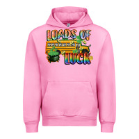 Fuchsia Pink Loads of luck with school bus St. Patrick's Day Urban Hoodie - FaDigitalArtStudio