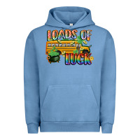 Pigment Pebble Blue Loads of luck with school bus St. Patrick's Day Urban Hoodie - FaDigitalArtStudio