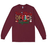 Burgundy very merry office squad Long Sleeve Tee - MaliasSmallBusiness