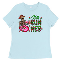 Baby Blue hello summer Ladies Tee - CowhideDigitalArt