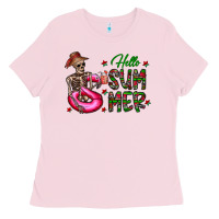 Bubblegum Pink hello summer Ladies Tee - CowhideDigitalArt