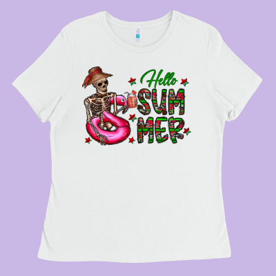 Hello Summer Ladies Tee Designed By Cowhidedigitalart