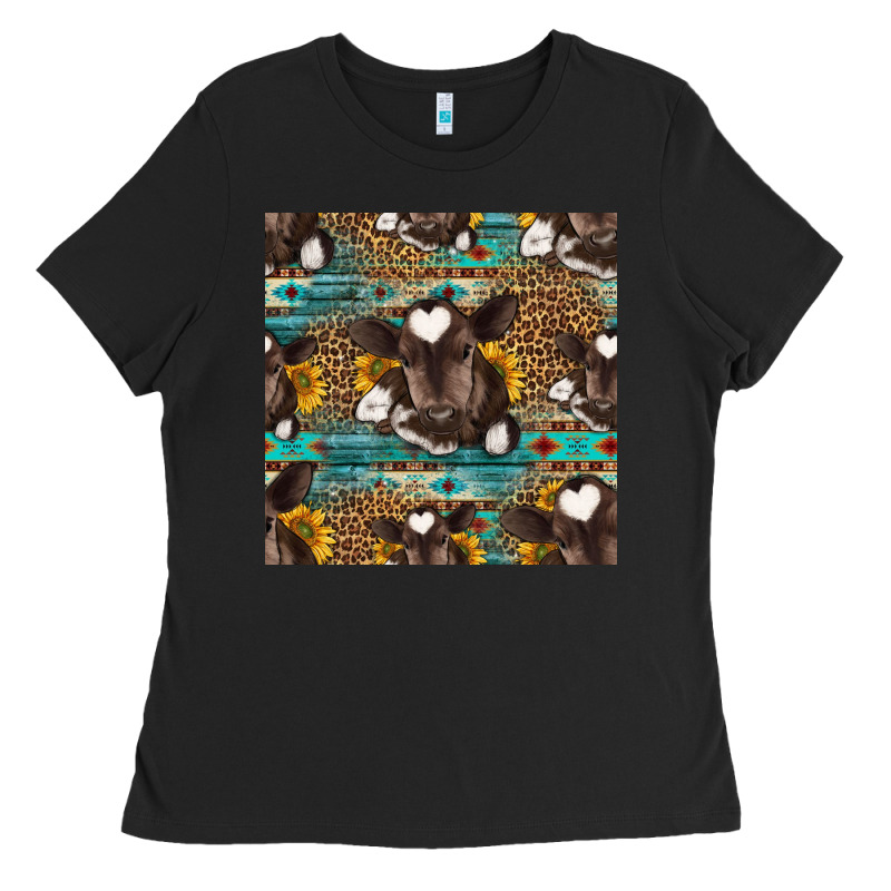 Western Baby Calf Seamless Pattern Ladies Tee by HRA Design Shop | Teevron
