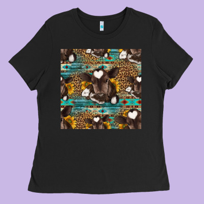 Western Baby Calf Seamless Pattern Ladies Tee Designed By Hra Design Shop
