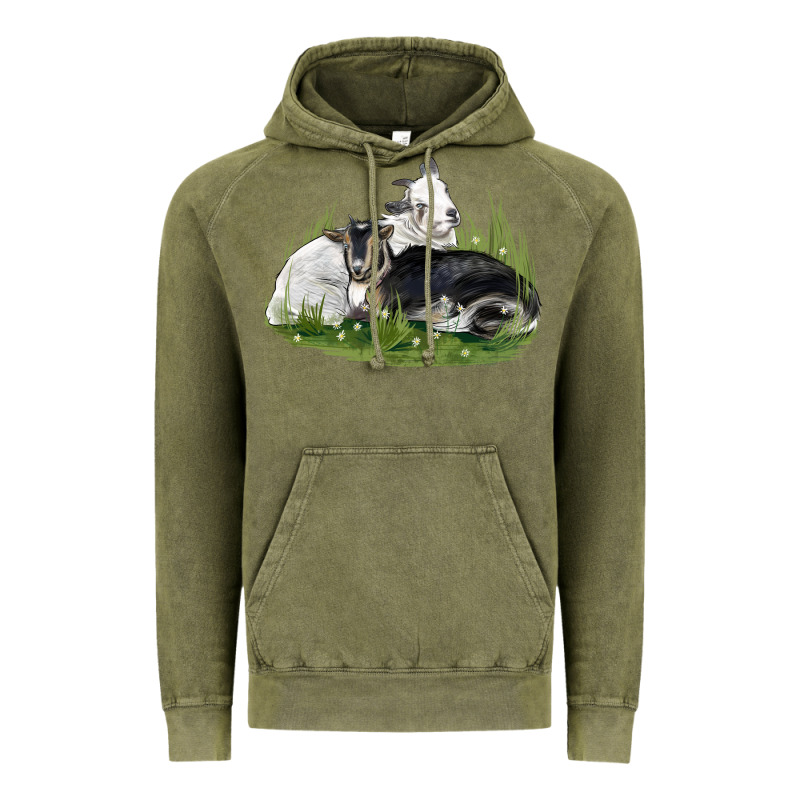 Two Baby Nigerian Dwarf Goat Vintage Hoodie by LillyAllenDesigns | Teevron