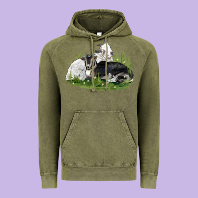 Two Baby Nigerian Dwarf Goat Vintage Hoodie Designed By Lillyallendesigns