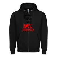 Black Keep Calm And Love Furries Zipper Hoodie - Bettercallsaul