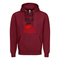 Burgundy Keep Calm And Love Furries Zipper Hoodie - Bettercallsaul