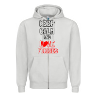 Dove Grey Keep Calm And Love Furries Zipper Hoodie - Bettercallsaul