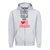 Heather Grey Keep Calm And Love Furries Zipper Hoodie - Bettercallsaul