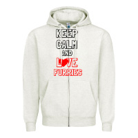 Oatmeal Heather Keep Calm And Love Furries Zipper Hoodie - Bettercallsaul