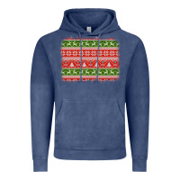 Vintage Denim knitted christmas reindeer pine tree background Vintage Hoodie - Jasminsmagicworld