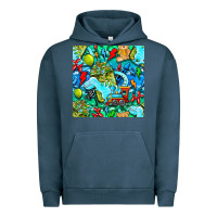Pigment Midnight Navy boy child coffee cup and teddy bear with thunderbolts and camouflage s Urban Hoodie - BundleAndBundleShop