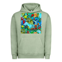 Pigment Oil Green boy child coffee cup and teddy bear with thunderbolts and camouflage s Urban Hoodie - BundleAndBundleShop