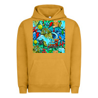 Pigment Peanut Butter boy child coffee cup and teddy bear with thunderbolts and camouflage s Urban Hoodie - BundleAndBundleShop