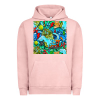 Pigment Salmon boy child coffee cup and teddy bear with thunderbolts and camouflage s Urban Hoodie - BundleAndBundleShop