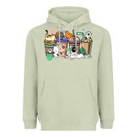 Matcha Cat coffee cups Heavyweight Hoodie - HowdyJamesFarm