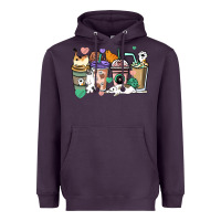 Plum Cat coffee cups Heavyweight Hoodie - HowdyJamesFarm