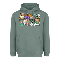 Sage Cat coffee cups Heavyweight Hoodie - HowdyJamesFarm