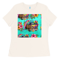 Bone floral hippie truck seamless pattern Ladies Tee - HRA Design Shop