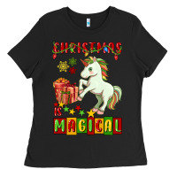 Black christmas magical unicorn Ladies Tee - FaDigitalArtStudio