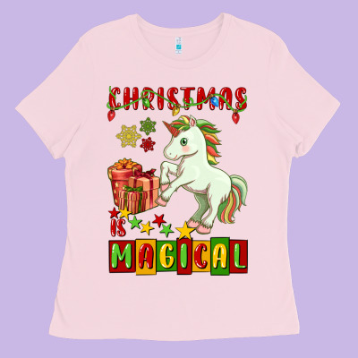 Christmas Magical Unicorn Ladies Tee Designed By Fadigitalartstudio