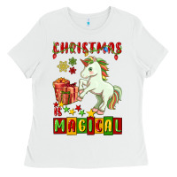 White christmas magical unicorn Ladies Tee - FaDigitalArtStudio