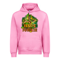 Fuchsia Pink Jesus junkie St. Patricks Day Urban Hoodie - FaDigitalArtStudio
