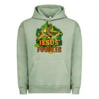 Pigment Oil Green Jesus junkie St. Patricks Day Urban Hoodie - FaDigitalArtStudio