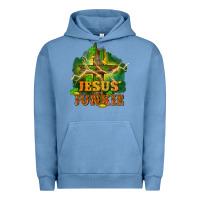 Pigment Pebble Blue Jesus junkie St. Patricks Day Urban Hoodie - FaDigitalArtStudio