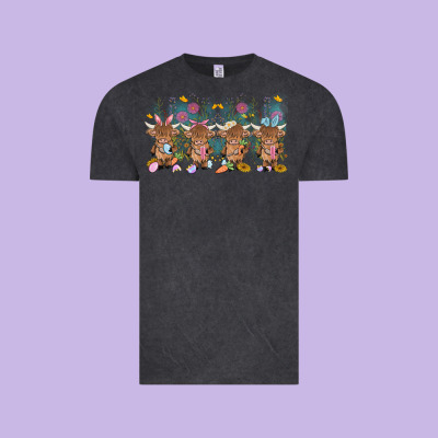 Easter Day Baby Highland Cow Vintage Tee Designed By Maliassmallbusiness