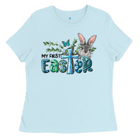 Baby Blue My First Easter Bunny Boy Ladies Tee - RanaPortraitStore