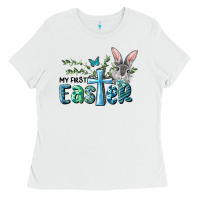 White My First Easter Bunny Boy Ladies Tee - RanaPortraitStore