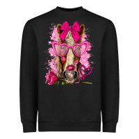 Black valentines day horse with sunglasses Heavyweight Sweatshirt - NancyCooperArtShop