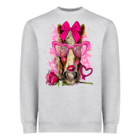 Heather Grey valentines day horse with sunglasses Heavyweight Sweatshirt - NancyCooperArtShop