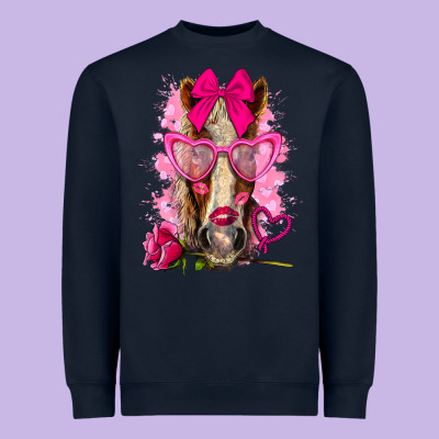 Valentines Day Horse With Sunglasses Heavyweight Sweatshirt Designed By Nancycooperartshop
