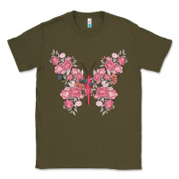 Army Green floral butterfly Classic Tee - MaliasSmallBusiness