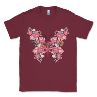 Burgundy floral butterfly Classic Tee - MaliasSmallBusiness