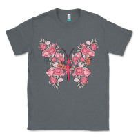 Charcoal Heather floral butterfly Classic Tee - MaliasSmallBusiness