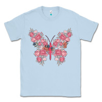 Dusty Blue floral butterfly Classic Tee - MaliasSmallBusiness
