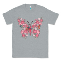 Heather Grey floral butterfly Classic Tee - MaliasSmallBusiness