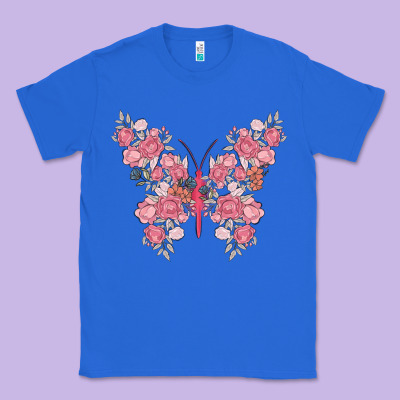 Floral Butterfly Classic Tee Designed By Maliassmallbusiness