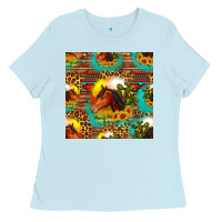 Baby Blue desert horse seamless patern Ladies Tee - HRA Design Shop