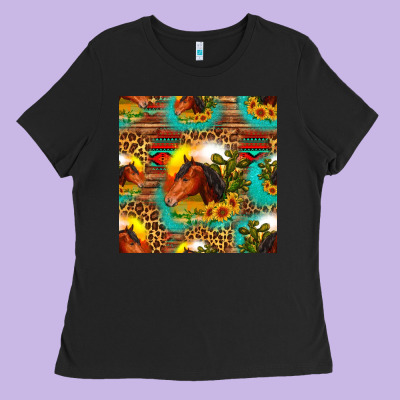 Desert Horse Seamless Patern Ladies Tee Designed By Hra Design Shop