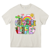 Cream childcare life Heavy Core Tee - AdoDesignShop