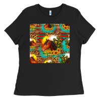 Black desert horse seamless patern Ladies Tee - HRA Design Shop