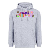 Heather Grey boho retro floral mama Heavyweight Hoodie - TumblerDesignByShophia