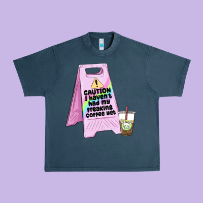 Caution I Haven't Had My Coffee Yet Urban Heavy Tee Designed By Maliassmallbusiness