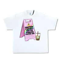 White caution i haven't had my coffee yet Urban Heavy Tee - MaliasSmallBusiness