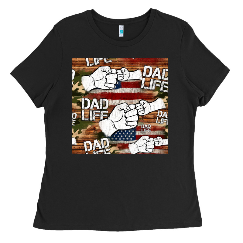 Dad Life Fist Bump Seamless Pattern Ladies Tee by HRA Design Shop | Teevron
